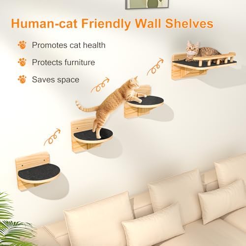 XiaZ Cat Wall Shelves, Cat Wide Climber Shelf - Image 4