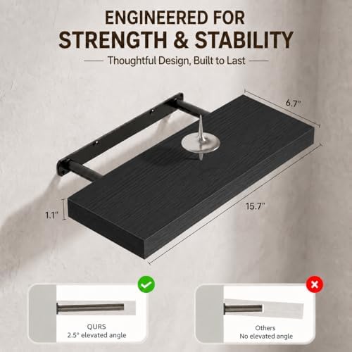 Floating Shelves for Wall, 16 inch Set of 3 Bathroom Shelf Bedroom Kitchen - Image 3