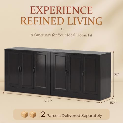 78" Modular Buffet Sideboard Cabinet Set of 2, Large Coffee Bar Station - Image 2