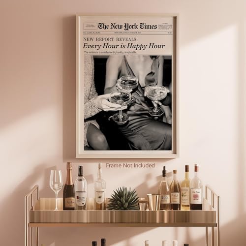 Retro Black and White Newspaper Wall Art 16x24inch UnFramed Every Hour Is Happy - Image 6