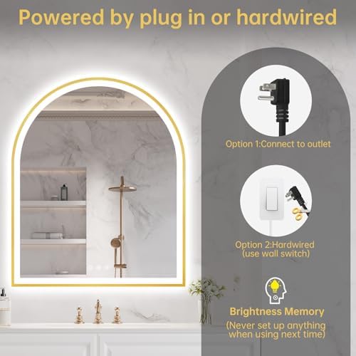 30"x36" Arched LED Lighted Bathroom Mirror - Image 6