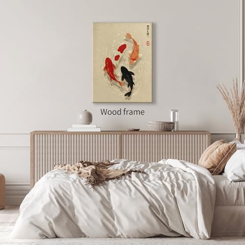 Japanese Koi Fish Canvas Poster Trendy Animal Aesthetic Wall Art 16x24 inch - Image 3