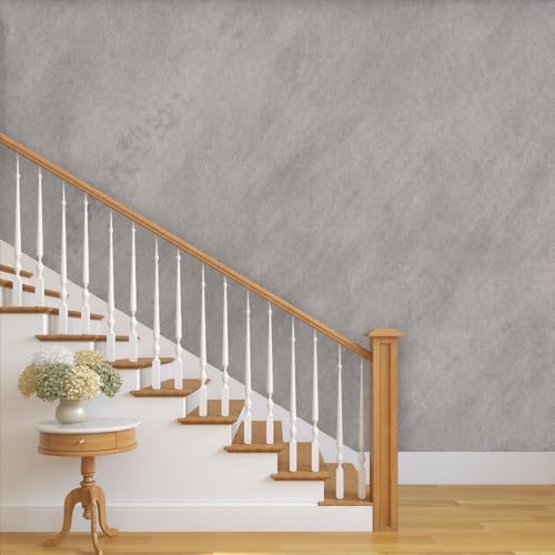 Light Grey Concrete Limewash Wallpaper Peel and Stick 32'' x354'' Muted Gray - Image 6
