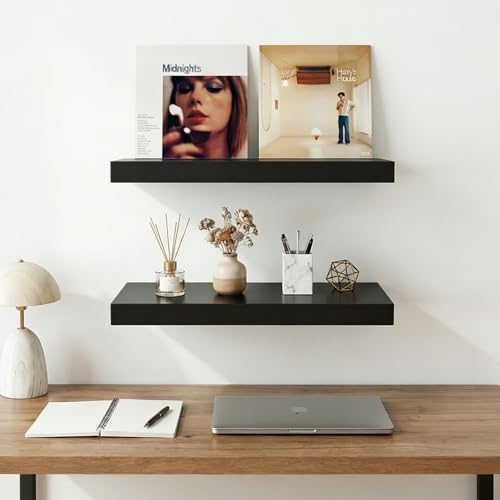 17.5in Black Floating Shelves for Wall, Home Decor - Image 6
