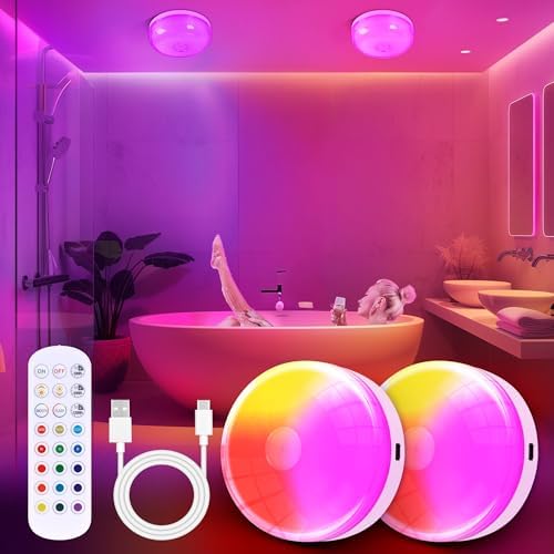 2-Pack Waterproof Shower Light No Wiring, Rechargeable Shower Lamp by Unknown