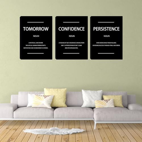 Large Inspirational Confidence Wall Art Noun Poster 3 Pieces Persistence Canvas - Image 4