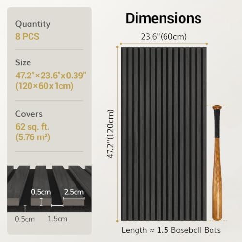 TONOR 8-Pack Wood Slat Panel, Acoustic Panels - Image 4