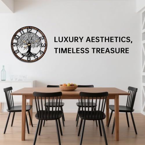 Dankeit Tree of Life Wall Clock, 24Inch Metal Black Family Tree Oversized Wood - Image 7
