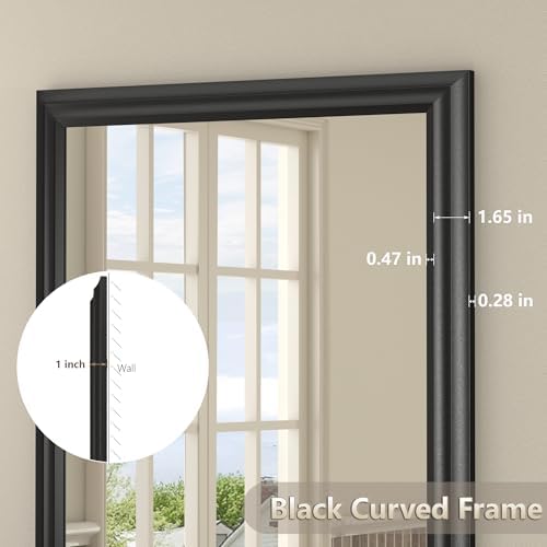 28x32 Inch Black Matte Bathroom Mirror - Image 2