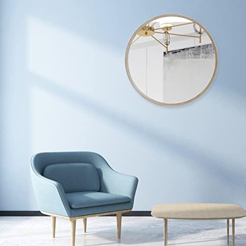 30 Inch Round Wood Mirror, Wall-Mounted Circle Mirrors, Decorative Mirror - Image 6