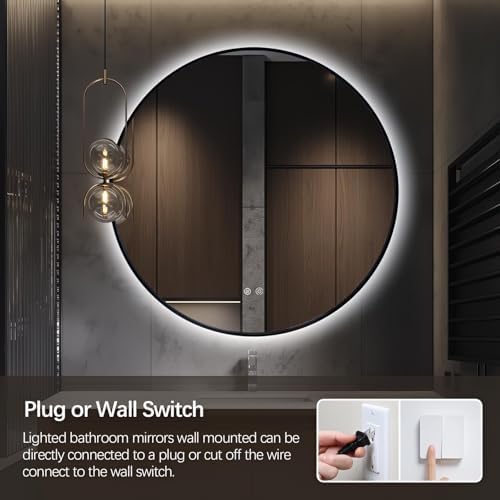 Niccy 36" Round LED Bathroom Backlit Mirror - Image 6