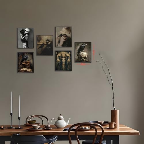 XYHYRA Vintage Gothic Wall Art Set of 6, Dark Academia Witchy Posters, - Image 2
