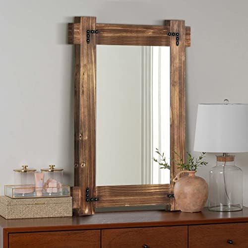 MeMoreCool Farmhouse Wood Bathroom Mirror 36x24 Inch, Rustic Vanity Mirror - Image 6