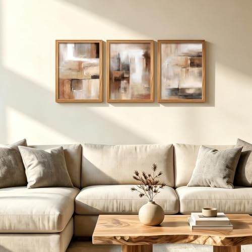LYYGLYY 3Pcs Wood Framed Abstract Brown Canvas Wall Art 12x16 Inches - Image 7