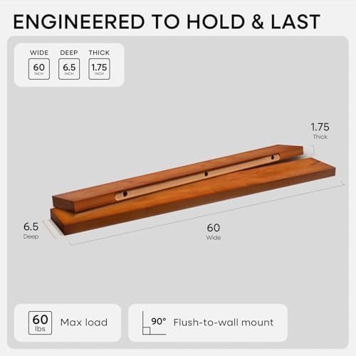 Homeforia 60 Inch Floating Shelves, High-End Solid Pine Wood - Image 2