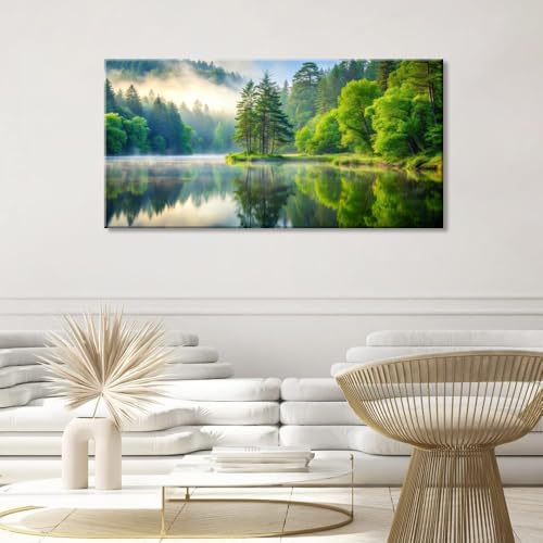 Lasdel Beautiful Lakeside Forest Landscape Wall Art - Image 6