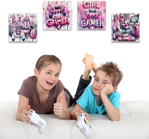 Gaming Wall Decor for Bedroom Pink Gaming Poster Cool Game Canvas Prints for - Image 4