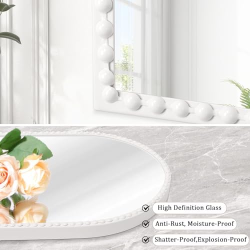 Arch Mirror for Wall, Large Bathroom Accent Mirror, Metal Beaded Frame Ornate - Image 3