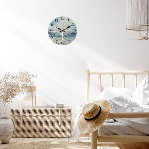XFM Small Tree of Life Wall Clock 10 Inch Blue Farmhouse - Image 6