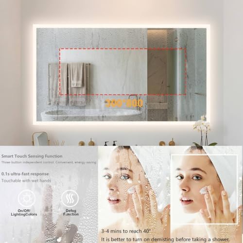 LUVODI Bathroom LED Mirror Backlit: Rectangular Vanity Mirror 40x28 inches - Image 5