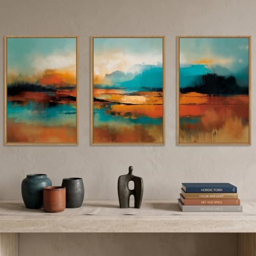 Aryroi Large Abstract Burnt Orange Framed Canvas Wall Art Set- 16"x24"x3 - Image 2