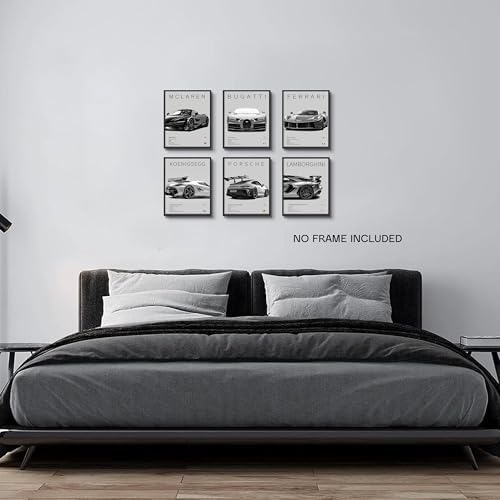 HTTART Car Posters for Boys Room Set of 6, Vintage Race Car Wall Art, Supercar - Image 2