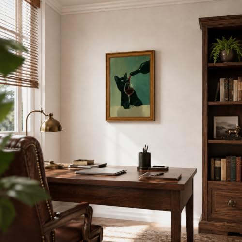 Framed Black Cat Canvas Wall Art, Funny Animal Picture Wall Decor24x16in - Image 5