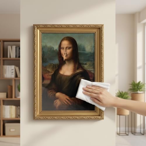 Gold Framed Classical Mona Lisa Painting Bathroom Wall Art Vintage Funny - Image 5