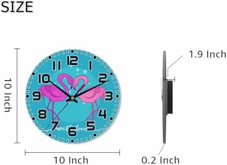 Flamingos Wall Clock Two Pink Ones Battery Powered Wall Clock Silent Non - Image 2