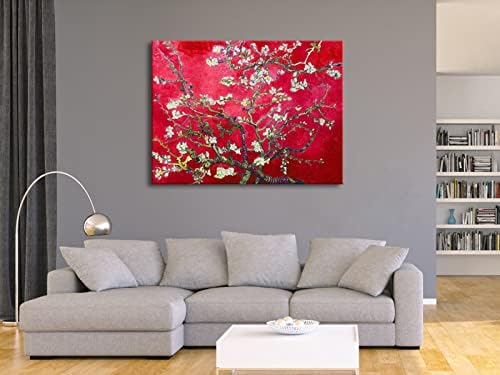 Wieco Art Extra Large Red Almond Blossom Tree Vincent Van Gogh Paintings - Image 2