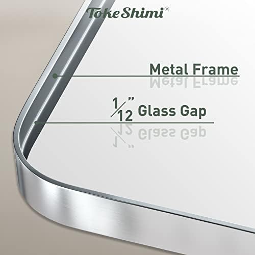 TokeShimi 60 x 36 Inch Brushed Silver Bathroom Mirror - Image 5