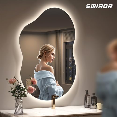 SMIROR 24x36 Irregular Backlit Led Lighted Bathroom Vanity Mirror - Image 2