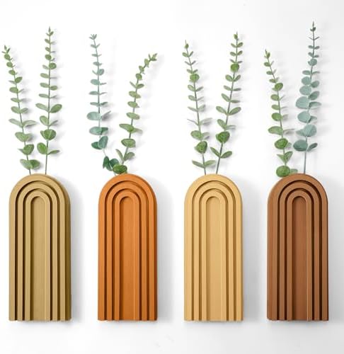 Ziliny 4 Pack Boho Wall Planters Wood Hanging Vases Indoor, Mixed Colors - Image 5
