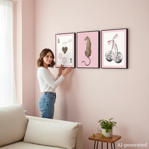 FTHMTN 3pcs Pink Cheetah Wall Art, Y2K Leopard Wall Decor 12x16in Unframed - Image 5