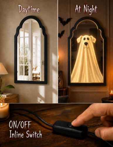 20" Haunted Ghost Mirror with LED Lights & Scary Voice Changer - Image 3