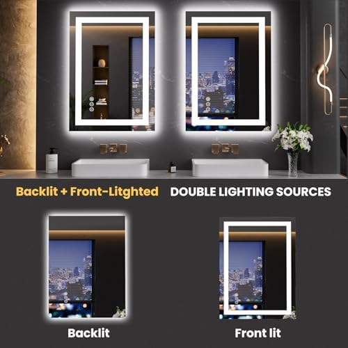 LOAAO 23.6"x31.5" LED Bathroom Mirror - Image 5