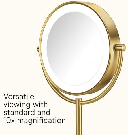 Conair LED Vanity Mirror, Double-Sided, 10x Maginification, Brushed Brass - Image 3