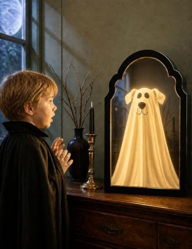 20" Haunted Ghost Mirror with LED Lights & Scary Voice Changer - Image 5
