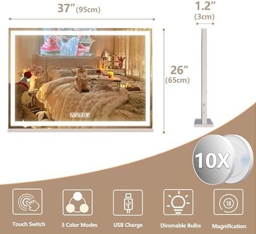 Hasipu Vanity Mirror with Lights and Bluetooth Speaker, Lighted Makeup Mirror - Image 3
