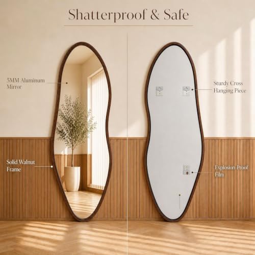 Niccy Asymmetrical Full Length Mirror, Irregualr Wall Mirror - Image 6