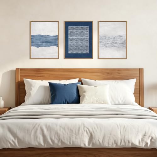 Aryroi Navy Blue and White Abstract Framed Canvas Wall Art Set- 12"x16"x3 - Image 5
