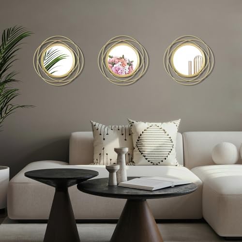 3 Set Sunburst Round Mirrors for Wall Decor Bedroom Bathroom - Image 2