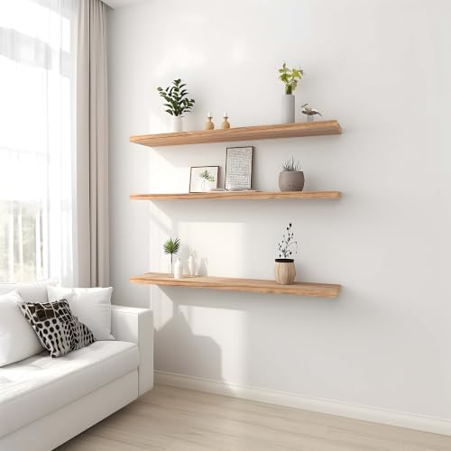 36 Inch Light Wood Floating Shelves - Image 3