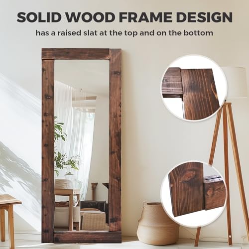 65x24in Full Length Mirror, Solid Wood Convex Frame - Image 4