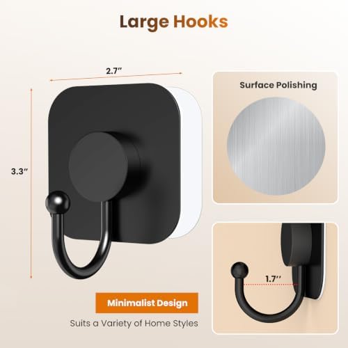 Aikzik 4 Pack Large Heavy Duty Wall Hooks - 26lb Max - Image 5