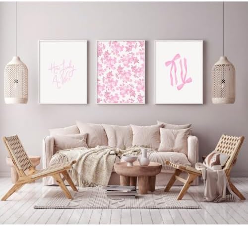 Pink Bow Floral Wall Art Preppy Canvas Room Decor How Lucky Are We Wall Art - Image 5