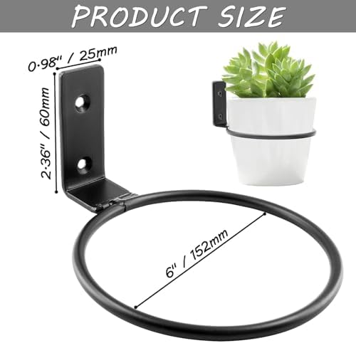 Jiozermi 6 Pack 6 inch Flower Pot Holder Ring, Wall Mounted - Image 5