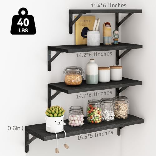 YGEOMER 4 Different Sizes Floating Shelves - Image 3