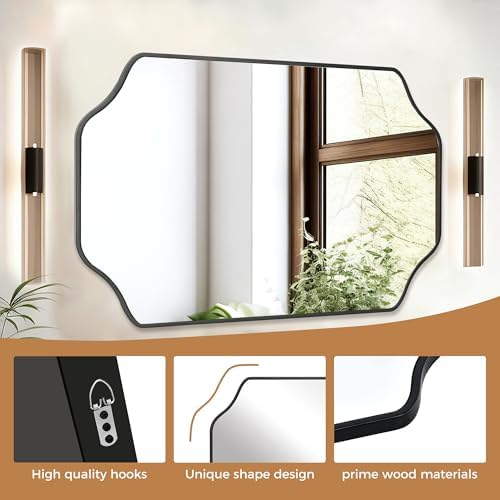 CULER Black Bathroom Wall Mirror, 24 x 36 Inch Rectangle Vanity Modern Tempered - Image 5