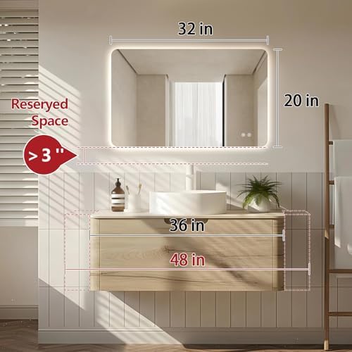 Niccy Rectangle LED Bathroom Mirrors, Backlit Vanity Wall Mirror - Image 2